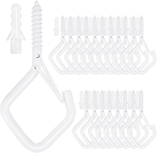 20PCS Eye Screw Hooks for Hanging Heavy Duty with Safety Buckle.Metal Ceiling Hooks for Hanging Plants,Cup,Wind Chime,Bird Feeders,String Lights at Indoor&Outdoor,2.36 Inch（No Drill Bit