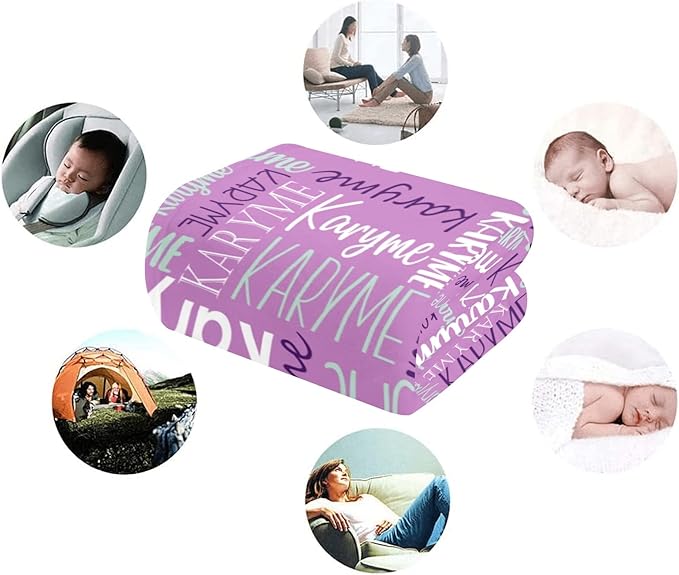 Personalized Blankets with Names Baby for Girls Boys Custom Soft Fleece and Sherpa Name Blanket for Kids and Adults Birthday for Daughter Son Granddaughter Grandson (Light Purple)