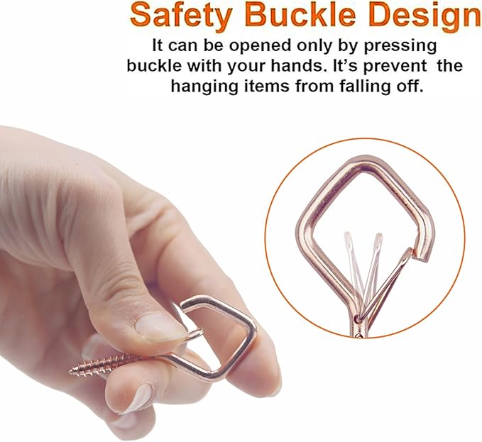 20PCS Eye Screw Hooks for Hanging Heavy Duty with Safety Buckle.Metal Ceiling Hooks for Hanging Plants,Cup,Wind Chime,Bird Feeders,String Lights at Indoor&Outdoor,2.36 Inch(No Drill Bit)