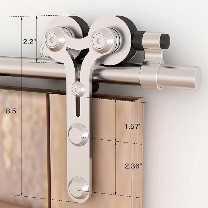TSMST 14FT Sliding Barn Door Hardware Kit, Top Mount Stainless Steel Heavy Duty Sturdy Barn Door Track for Double Wood Door, Slide Smoothly Quietly (Y Style)