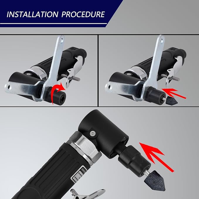 Right Angle Air Die Grinder 1/4" 20,000 RPM, 90° Pneumatic Tool for Metal Polishing - Professional for Woodworking & Automotive Repair, Compact & Lightweight