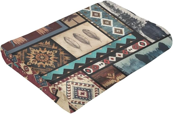 Western Cowboy Throw Blanket Southwest American Cowboys Flannel Blankets Native Plush Super Soft Cozy Warm Decor Gifts for Boys Girls Kids Adults Men Women 60" x 80"