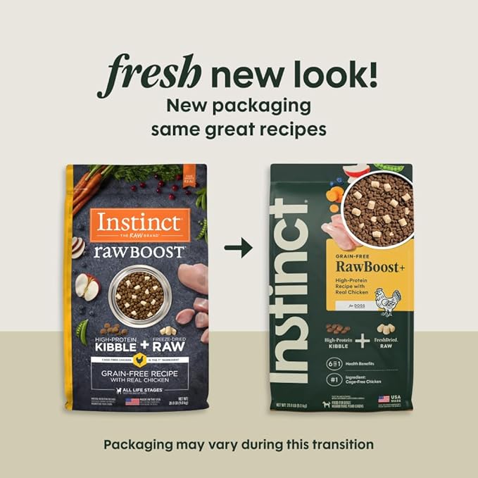 Instinct Raw Boost, Natural Dry Dog Food with Freeze Dried Pieces, High Protein, Grain Free Recipe - Real Chicken, 20 lb. Bag