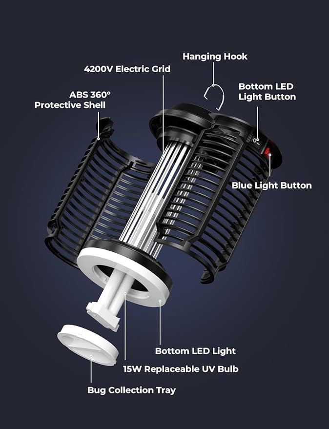 YISSVIC Bug Zapper Bulb Indoor Waterproof Electric Mosquito Lamp Fly Zapper Killer Effective 4200V Plug in for Home Patio Office Courtyard (Replacement Bulb T6)