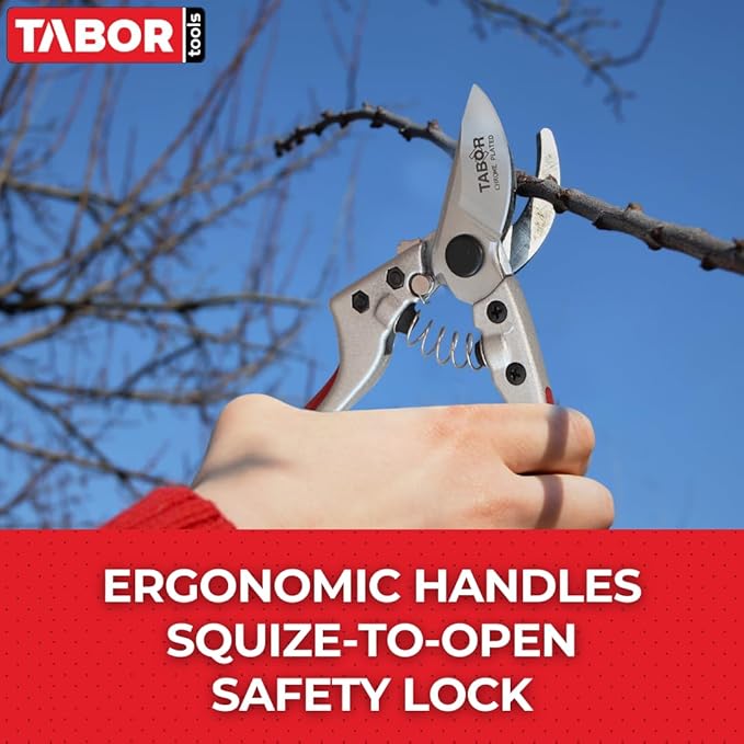TABOR TOOLS S834A Bypass Pruning Shears, Makes Clean Cuts, Professional Sharp Secateurs, Great for M-L Size Hands, Hand Pruner, Garden Shears, Clippers for The Garden