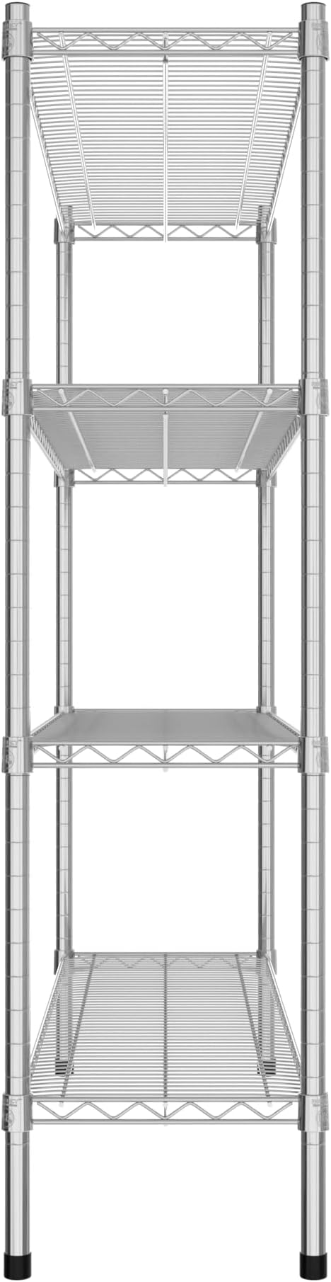 Commercial NSF Listed Chrome Stationary Wire Shelving Kit 14" x 48" x 54", with 4 Shelves Perfect for Warehouse, Walk-in Refrigerator, Freezer, Grocery Store, Restaurant, Dishroom