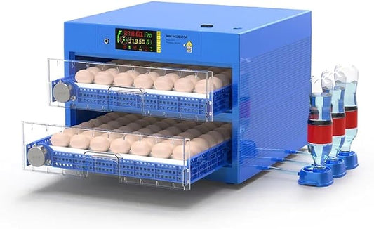 Generic Automatic Egg Incubator, Farm Poultry Hatcher Machine, LED High-Efficiency Automatic Egg Turning & Temperature Control for Hatching Chicken Duck Goose Birds(Color:128 Egg), Blue