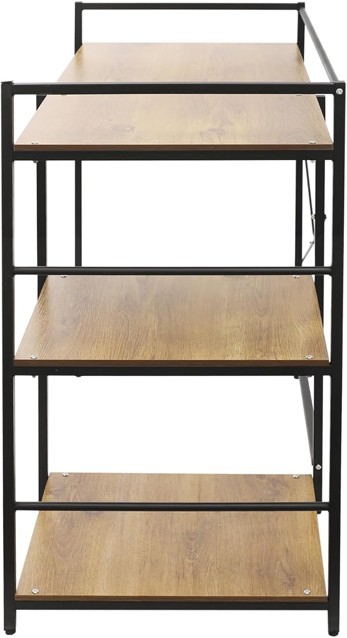 3 Tier Washing Machine Storage Shelf, Laundry Organizer Utility Rack with Side Shelves for Washer Dryer, Black Modern Storage Cabinet for Laundry Room Kitchen Balcony Hotel Porch