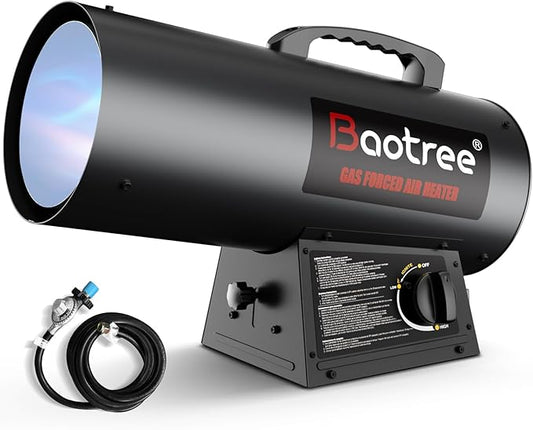 12,500 BTU Forced Air Propane Heater, 10 ft Hose with Regulator Included,Portable Space Heater for Garage, Adjustable Liquid Propane for Shop, Jobsite, Construction Sites