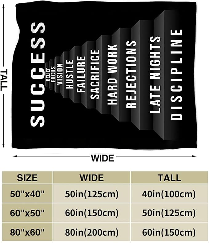 Success Blanket Gifts for Boys Girls Men Women Soft Warm Plush Throw Blanket Flannel Fleece Fuzzy Stuff Blanket for Bed Couch Living Room Decor 50"X40"