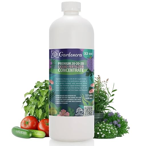 Gardenera Premium All-Purpose 20-20-20 Liquid Fertlizer - 𝐂𝐎𝐍𝐂𝐄𝐍𝐓𝐑𝐀𝐓𝐄 - Increases Flowering and Yield on All Varieties of Fruits, Vegetables and Flowers| Liquid Plant Superfood (32 OZ)