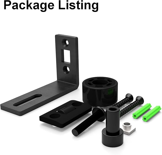 Sliding Barn Door Floor Guide Wall Mount Hardware Adjustable Stay Rollers, Smooth Wheels Flush Bottom Countersunk Holes Black 2 Pack