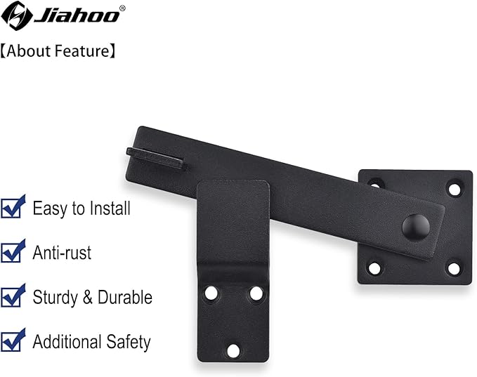 6" Barn Door Flip Latch Sliding Door Latch Gate Latch for Fence, Shed Door, Farm Gate, Solid Metal Heavy Duty Iron Hardware, add More Security and Privacy, Matte Black