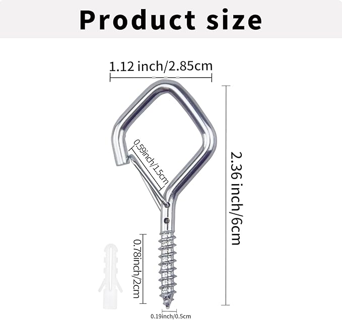20PCS Eye Screw Hooks for Hanging Heavy Duty with Safety Buckle.Metal Ceiling Hooks for Hanging Plants,Cup,Wind Chime,Bird Feeders,String Lights at Indoor&Outdoor,2.36 Inch(No Drill Bit)
