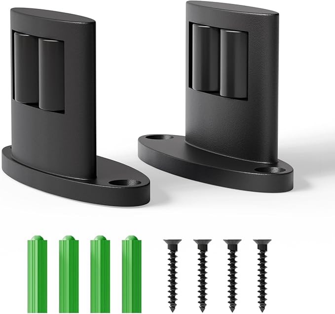 Sliding Barn Door Floor Guide 2 Pack Bottom Double-Sided Small Rollers Guides Aluminum Alloy Floor Mounted