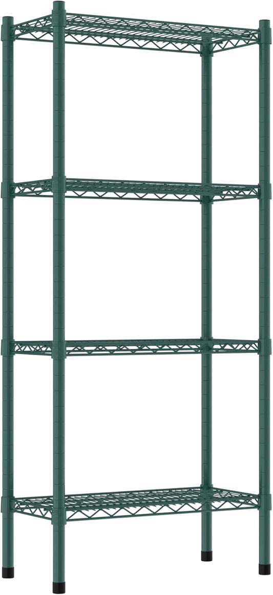 Commercial NSF Listed Green Epoxy Stationary Wire Shelving Kit 12" x 24" x 54", with 4 Shelves Perfect for Warehouse, Walk-in Refrigerator, Freezer, Grocery Store, Restaurant, Dishroom