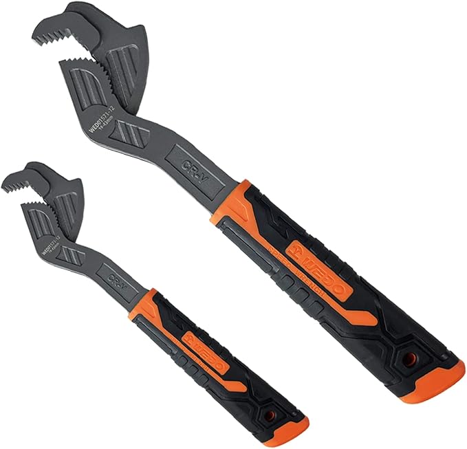 WEDO 2-Piece Multi-function Wrench Set,Size 6"+ 8",Universal Adjustable Wrench,CR-V Steel,Anti slip rubber handle,Spring Loaded wrench,Crowfoot Spanner,Self-adjusting Pipe Wrench