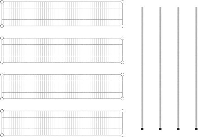 Commercial NSF Listed Chrome Stationary Wire Shelving Kit 12" x 54" x 54", with 4 Shelves Perfect for Warehouse, Walk-in Refrigerator, Freezer, Grocery Store, Restaurant, Dishroom