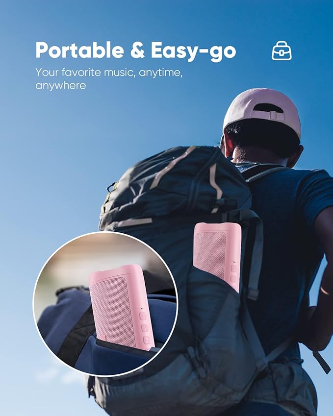 Bluetooth Speaker Gifts for Men: Portable Wireless, IPX5 Waterproof, White Elephant Gifts for Adults, Stocking Stuffers for Teens Boy Girl, Up to 20H Playtime, TWS Pair, for Home/Party/Outdoor (Pink)