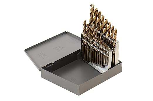 Shars 1/16-3/8" by 64ths 21 Pcs M35 Cobalt Heavy Duty Black & Gold Finish Jobber Drill Set 135° Point Angle 404-2204 New P