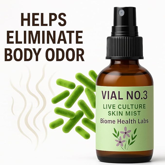 Probiotic Odor Spray – Natural Aluminum-Free Deodorizing Mist | Live Culture Body & Foot Odor Control | Kid-Safe, Sensitive-Skin Friendly, Lavender & Chamomile Freshness