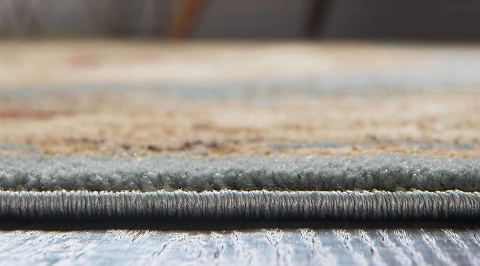 Unique Loom Versailles Collection Traditional Classic Floral Motif Area Rug (6' 0 x 9' 0 Rectangular, Slate Blue/ Ivory)