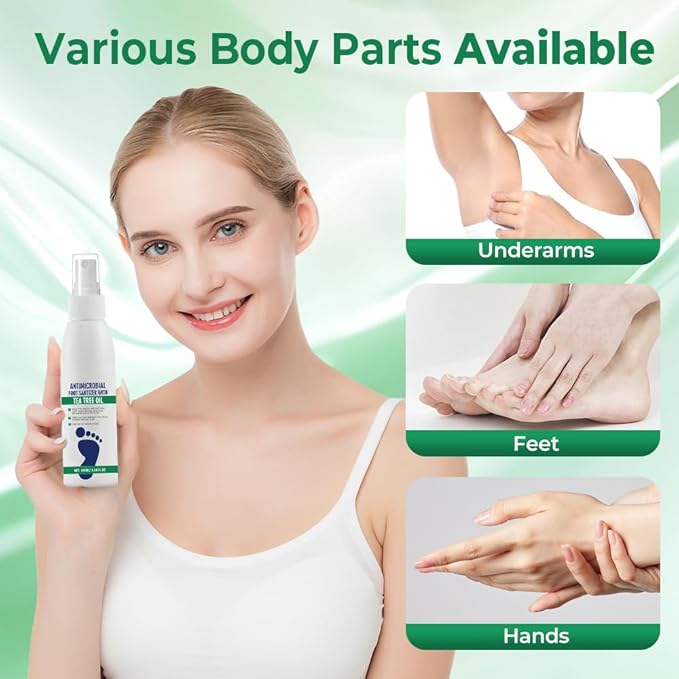 Antimicrobial Foot Spray with Tea Tree Oil, Quick Antiperspirant to Remove Foot Odor and Refreshing and Comfortable (3)