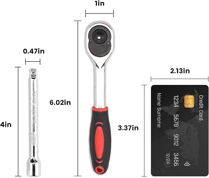 Egofine 12pcs 1/4 Inch Mini Ratchet Socket Wrench Set, Drive Socket Set with 10 Sockets (4-13mm) and 2 Way Quick Released Ratchet Handle and Extension Bar