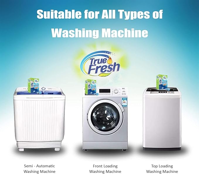 True Fresh Washing Machine Cleaner Tablets – 25-Pack Deep Cleaning for Front Loader, Top Load & HE Washers – Helps Remove Odor-Causing Residues, Pet Hair & Hard Water Buildup – Septic Safe