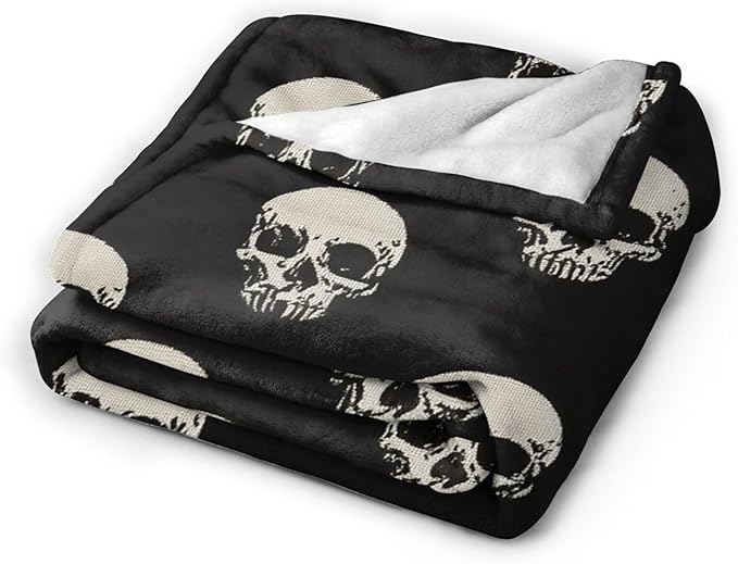 Gothic Skull Blanket, Soft Plush Fleece Throw Blanket - Cozy Warm Stuffed Blankets Bedding Skull Gifts for Women Girls Kids Adults 60"X80"