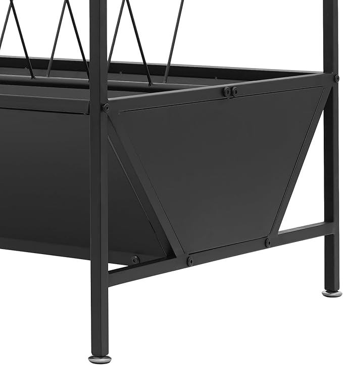 Pasture Hay Feeder with 24 Gallon Feed Pan，Black Powder Coated Surface Steel Livestock Feeder， Duty 2-in-1 Livestock Feeder，Feeding Goats, Calves, Cow, Horse for Farms