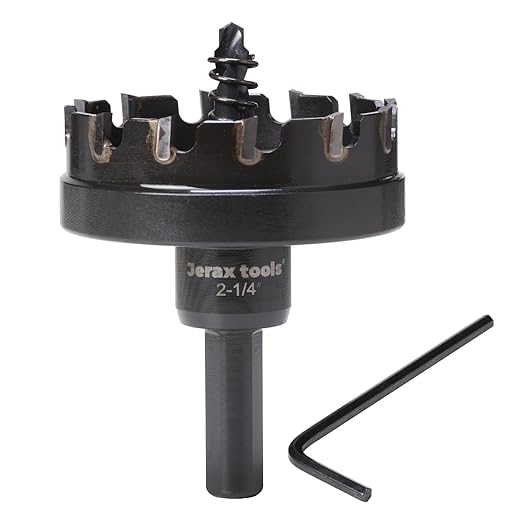 Tungsten Carbide Tipped Hole Cutter, 2-1/8 inch TCT Hole Saw, Oxided Coating with Tri-Flat Shank, 5mm Hole Depth Heavy Duty, for Stainless Steel, Mild Steel, Iron, Copper, Brass, Plastic