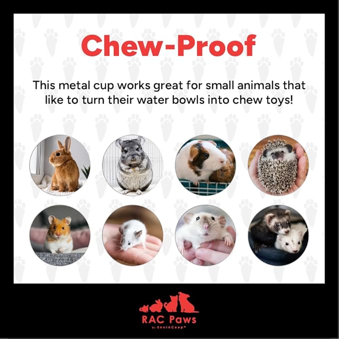 RAC Paws by RentACoop DIY Auto-Fill Metal Cups Waterer Kit - Great for Small Animals, Pets, Bunnies, Ferret, Chickens, Hamsters, Guinea Pigs, Rabbits, Chinchillas, Mice, Rats - 6 Pack