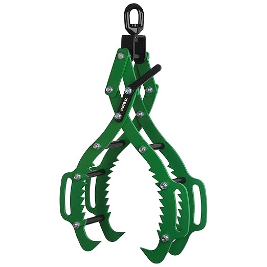 26 in Log Lifting Tongs, Log Grapple Hook with Handle, Upgraded Timber Claw Hooks as Log Handling Tools for Dragging and Lifting Logs as Tractor, ATVs, Trucks Accessories (4 Claws - 26‘’)