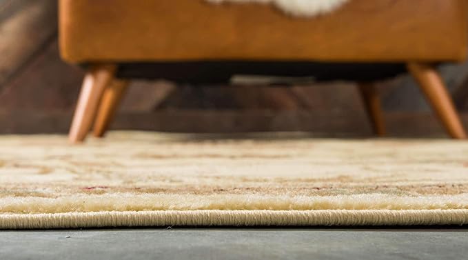 Unique Loom Versailles Collection Traditional Classic Floral Motif Area Rug (6' 0 x 6' 0 Round, Ivory/ Tan)