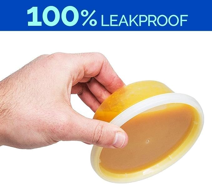 Healthy Packers Plastic Deli Containers with Lids (8oz 100 Sets) - Clear Plastic Containers with Airtight Lids - Great for Your Slime Kit, Food - BPA Free | Leakproof - Microwaveable & Freezer Safe