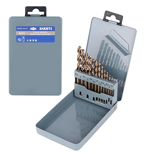 Cobalt Drill Bits Set (1.5-6.5mm, 13Pcs), M35 HSS Metal Twist Drill Bits Set for Hard Metal, Stainless Steel, Cast Iron, Plastic, Wood, Other Materials