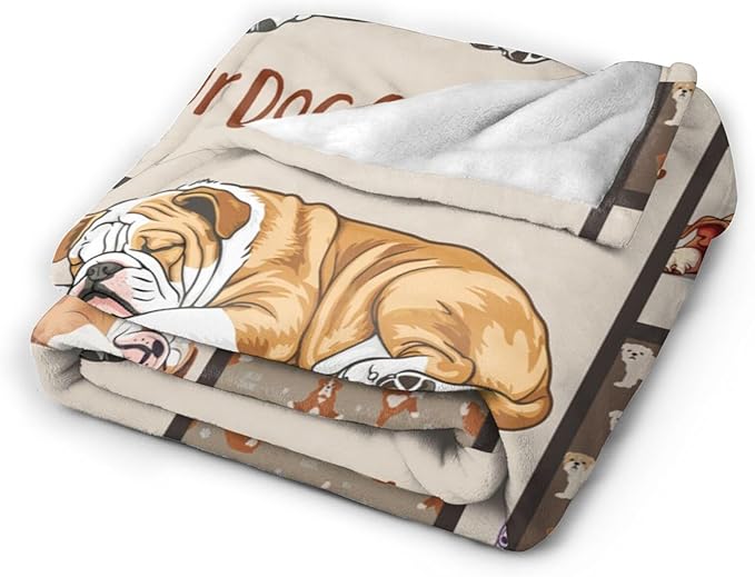 English Bulldog Blanket Bulldog Throw Blanket Soft Warm Cozy Fuzzy Plush Dog Throw Blanket Gifts for Girls Women Dogs Lightweight Fleece Flannel Gift Blankets for Kids Adults 50"X60"