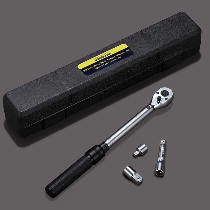 3/8-Inch Drive Click Torque Wrench Dual-Direction Adjustable Torque Wrench Set with Storage Case (10-45 ft.-lb./13.5-61 Nm)