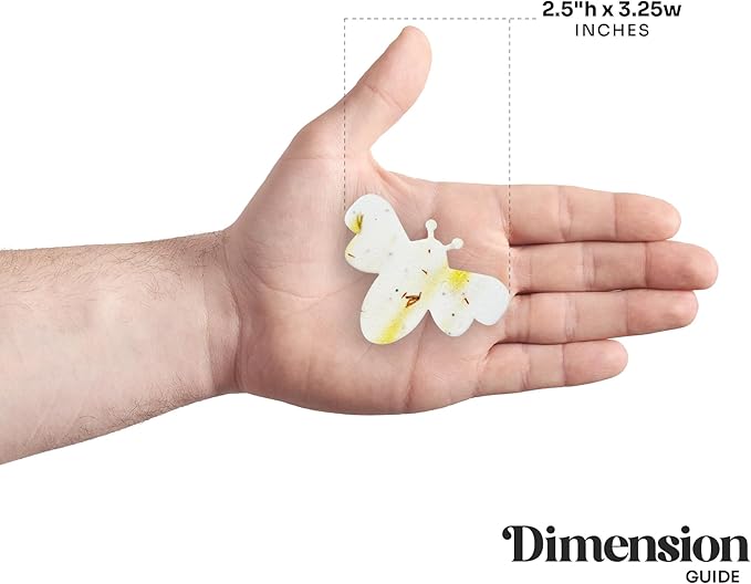 Wildflower Seed Paper - Set of 24 Yellow Bee-Shaped with Envelopes and Planting Instruction, Writable & Plantable Gift for Moms and Plant Lovers, Ideal for Weddings, & Baby Showers