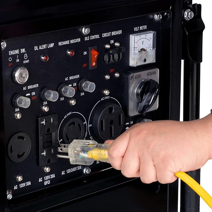 DuroMax XP10000E 10,000-Watt Gas Powered Portable Generator - Electric Start, Whole Home Backup Power, Transfer Switch Ready, RV & Emergency Ready