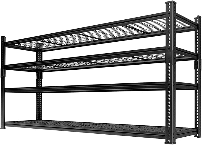 Storage Shelves Heavy Duty, 60"L x 24"W x 60"H Garage Wire Shelving Unit Loads 2640LBS, 4-tier Adjustable Metal Industrial Utility Shelf Rack for Kitchen, Laundry Room, Pantry, Warehouse, Basement