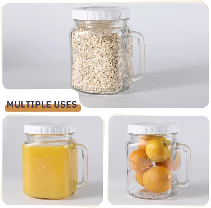 Glass 74 Ounce Mason Jars Wide Mouth Mason Jar Large Square Food Container with Lid for Overnight Oats and Food Storage (3 Pack)