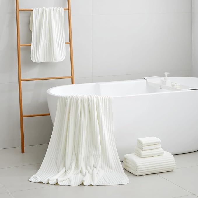 Oversized Bath Sheets 40x80 Inches Extra Large Bath Towels for Adults Super Soft Quick Dry Highly Absobent Microfiber Shower Towels for Bathroom, Pool, Gym, Yoga Towel(White, 2Piece)