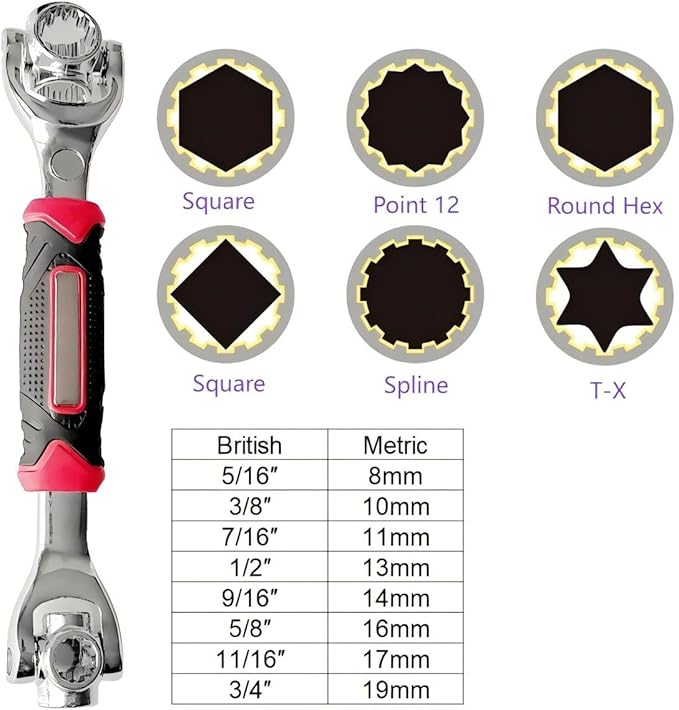Universal Socket Wrench 48 in 1 Wrench Multifunction Wrench Tool with 360 Degree Rotating Head, Spanner Tool for Home and Car Repair