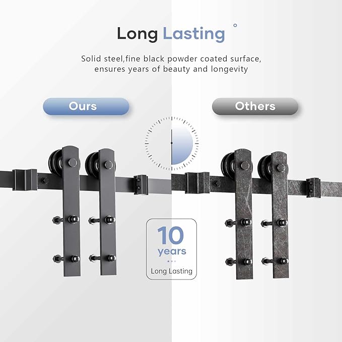 EaseLife 6.7FT Sliding Barn Door Track and Handle Hardware Kit, Straight Pulley,Slide Smoothly Quietly,Easy Install (6.7FT Track Kit for 36"~40" Wide Single Door)