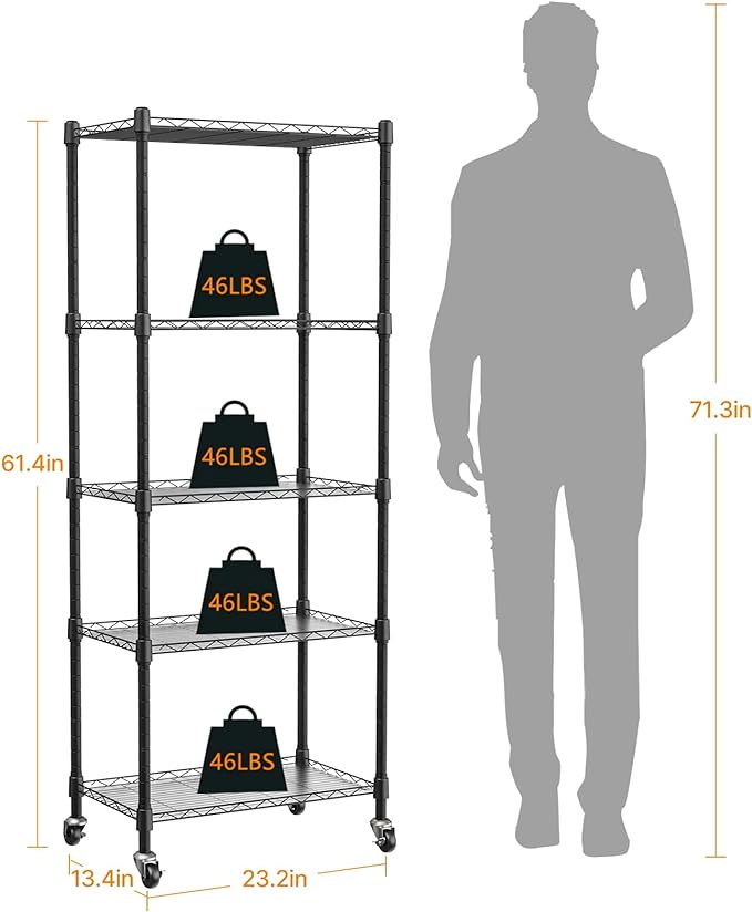 Indoor Greenhouse with Grow Lights, 5 Tier 23.2" L×13.4" W×61.4" H Mini Greenhouse, Grow Light Shelf with Tent and Thermometer, with 72W Full Spectrum Growing Lamps for Seed Starting