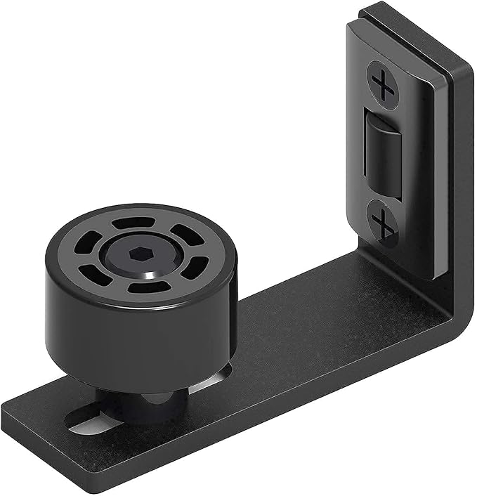 CCJH Sliding Barn Door Floor Guide Adjustable Wall Mounted Bottom Double Rollers Guide Black 1pcs