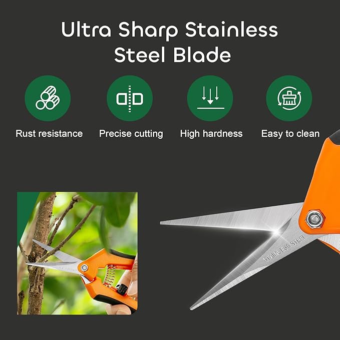 GROWNEER 6 Packs Pruning Shears Gardening Hand Pruning Snips with Straight Stainless Steel Precision Blades