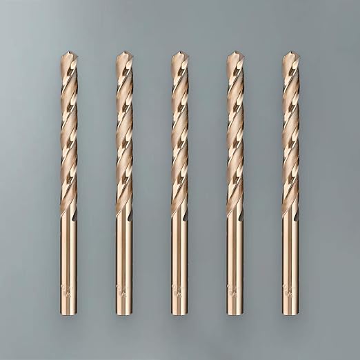 Lichamp 3/8" HSS Cobalt Drill Bits 5PCS with Three Flute for Hard Metal, Hardened Stainless Steel and Cast Iron